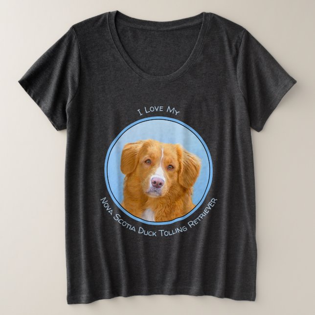 Nova Scotia Duck Tolling Retriever Dog Painting Plus Size T-Shirt (Design Front)