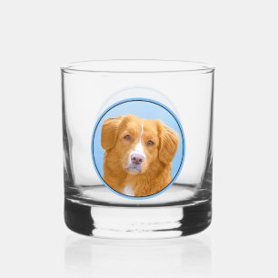 Nova Scotia Duck Tolling Retriever Dog Painting Whiskey Glass