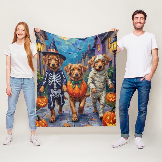 Nova Scotia Duck Tolling Retriever Halloween Fleece Blanket (In Situ)