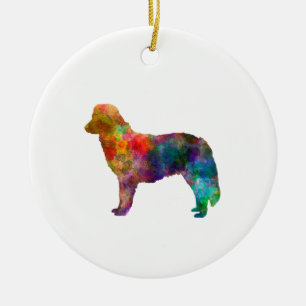 Nova Scotia Duck Tolling Retriever in watercolor.p Ceramic Tree Decoration