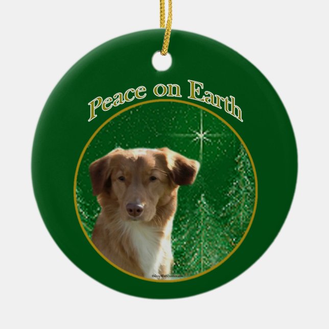 Nova Scotia Duck Tolling Retriever Peace Ceramic Tree Decoration (Front)