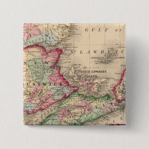 Nova Scotia, New Brunswick, Map by Mitchell 15 Cm Square Badge
