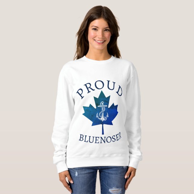 Nova Scotia Proud Bluenoser anchor maple leaf Sweatshirt (Front Full)