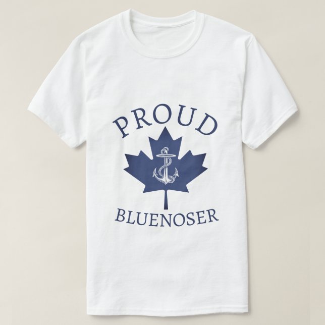 Nova Scotia Proud Bluenoser anchor maple leaf T-Sh T-Shirt (Design Front)