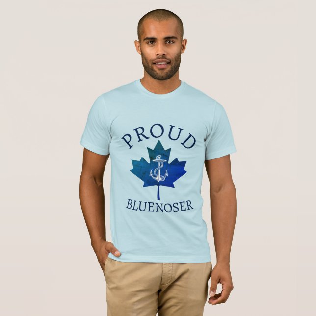 Nova Scotia Proud Bluenoser anchor maple leaf T-Shirt (Front Full)