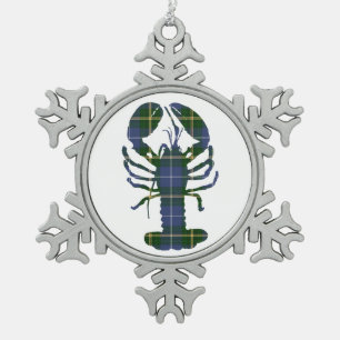 Nova Scotia Tartan lobster snowflake ornament