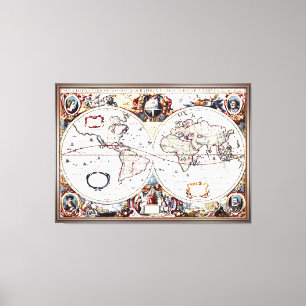 Nova Totius Terrarum Orbis by Henricus Hondius II Canvas Print