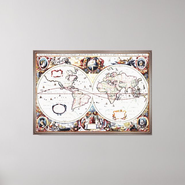 Nova Totius Terrarum Orbis by Henricus Hondius II Canvas Print (Front)