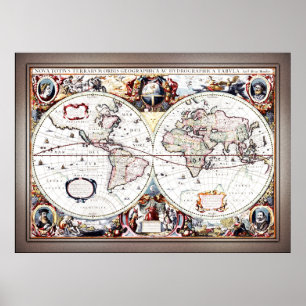 Nova Totius Terrarum Orbis by Henricus Hondius II Poster