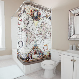 Nova Totius Terrarum Orbis by Henricus Hondius II Shower Curtain