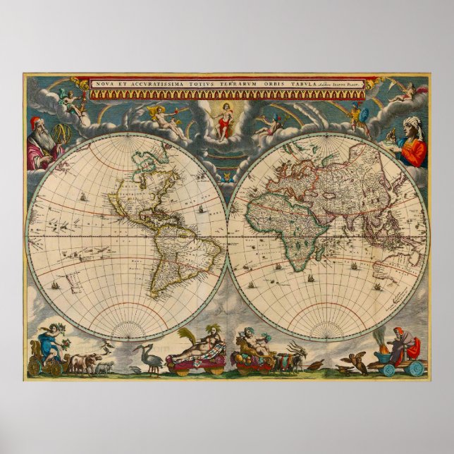 Nova Totius Terrarum Orbis Tabula World Map Poster (Front)