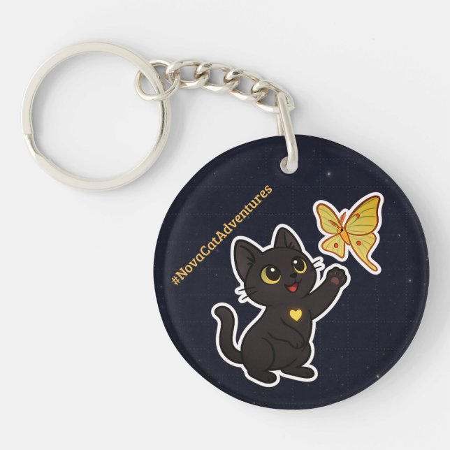 #NovaCatAdventures  and Lunar Moth Frolics Key Ring (Front)
