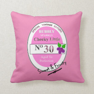 Novelty 30th Milestone Birthday Funny Wine Label Cushion