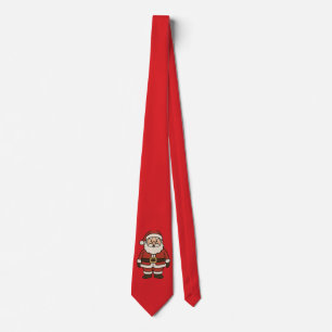 Novelty Cartoon Santa Claus Funny Red Christmas Tie