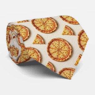 Novelty Cheese Pizza   Fast Food Pattern Neck Tie
