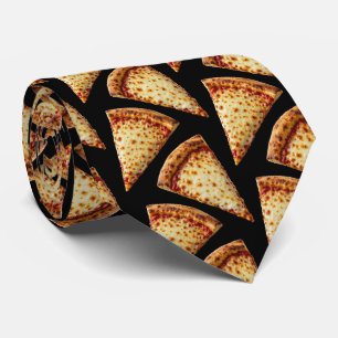 Novelty Cheese Pizza   Fast Food Pattern Neck Tie