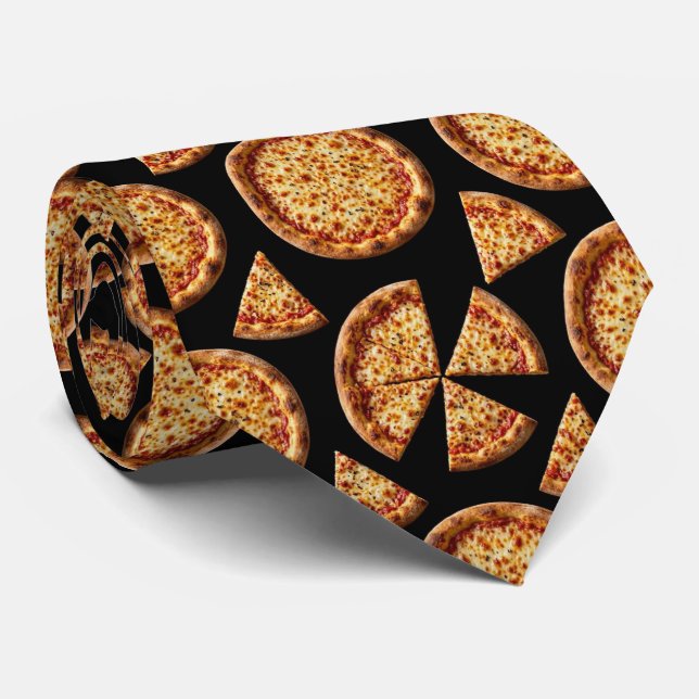Novelty Cheese Pizza | Fast Food Pattern Neck Tie (Rolled)