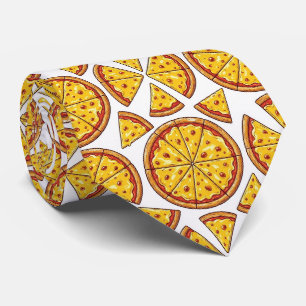Novelty Cheese Pizza Fast Food Pattern Neck Tie