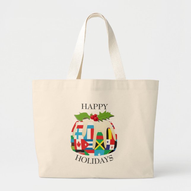Novelty | Christmas Pudding | WORLD FLAGS Large Tote Bag (Front)