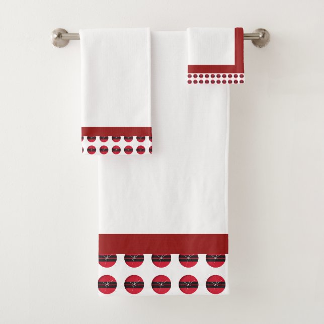 Novelty Clock Face Trim White  Bath Towel Set (Insitu)