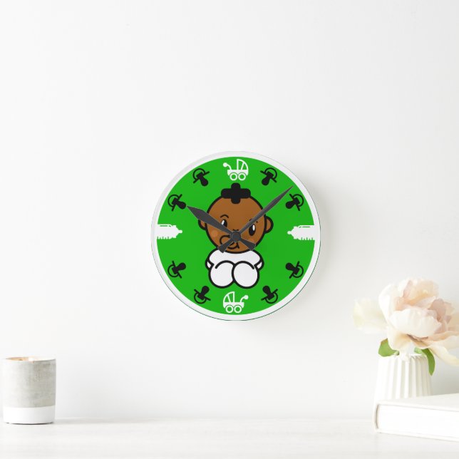 Novelty Cute Black Baby Gift  Round Clock (Home)