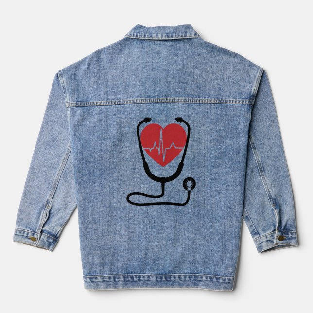 Novelty Doctor Nursing Practitioner Gift Cool  Denim Jacket (Back)