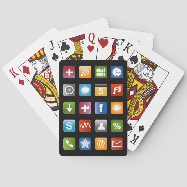 Novelty fake smartphone apps playing cards design (Back)