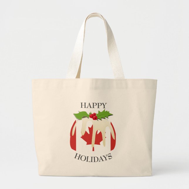 Novelty | Festive Pudding with | CANADIAN FLAG Large Tote Bag (Front)