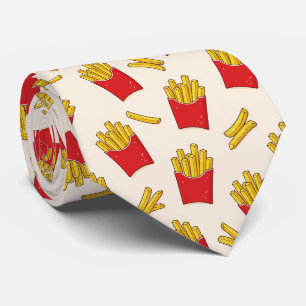 Novelty French Fries Fast Food Pattern Neck Tie