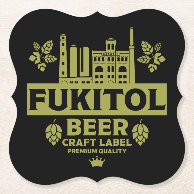 Novelty Funny Beer Label Paper Coaster (Front)