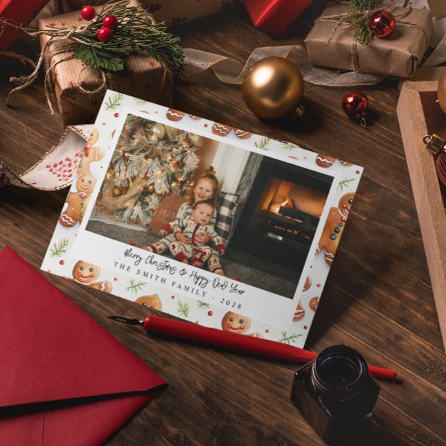 Novelty Gingerbread Men Holiday Photo Card (Creator Uploaded)