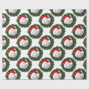 Novelty Golf Ball and Santa Hat  Wrapping paper