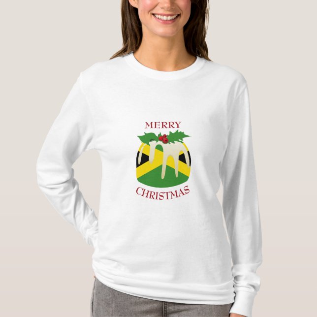 Novelty | JAMAICA FLAG | Christmas Pudding T-Shirt (Front)