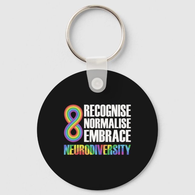 Novelty Neurodiversity Rainbow Infinity Autism Awa Key Ring (Front)