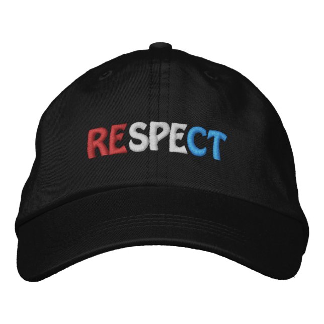 Novelty Patriotic Fashion Golf Style RESPECT Embroidered Hat (Front)