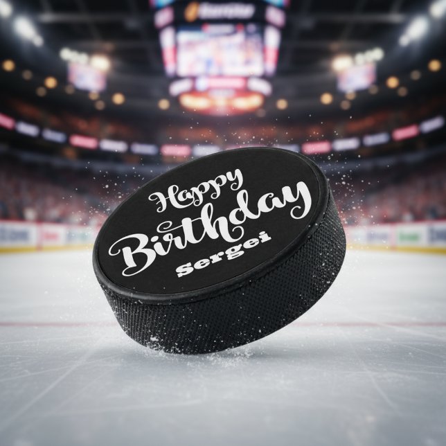 Novelty Personalised Birthday  Hockey Puck (Novelty Personalized Birthday Hockey Puck)