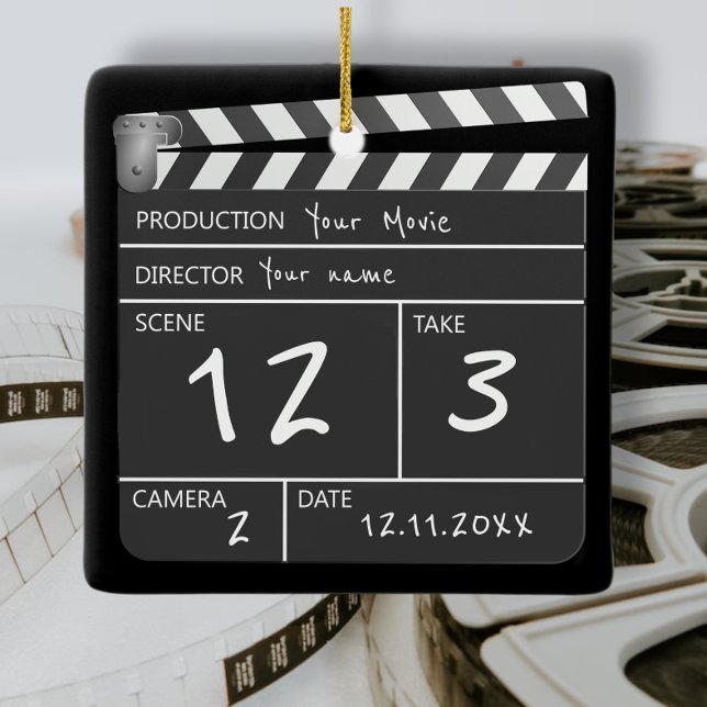 Novelty Personalised Custom Movie Clapperboard Ceramic Tree Decoration (Creator Uploaded)