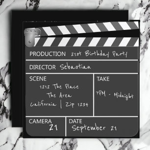 Novelty Personalised Custom Movie Clapperboard Invitation