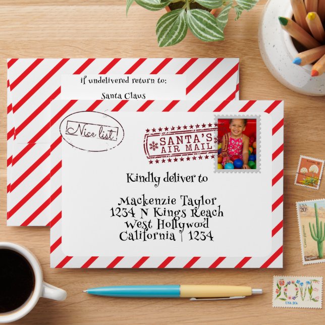 Novelty Personalised Santa Air Mail Envelope (Desk)