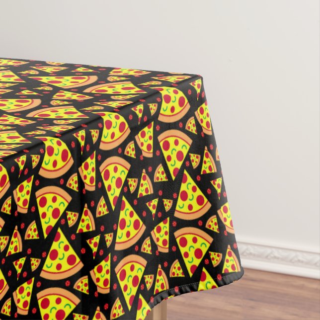 Novelty Pizza Slices Pizzeria Restaurant Black Tablecloth (In Situ)