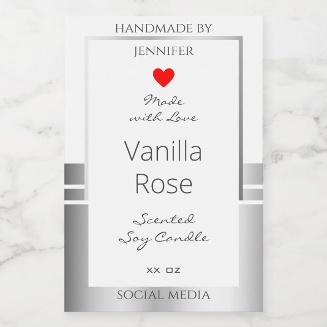 Novelty Product Packaging Labels White and Silver (Single Label)