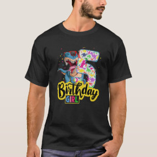 Novelty Rawr I'm 5 Cute Kids I Am 5 Girls Dinosaur T-Shirt