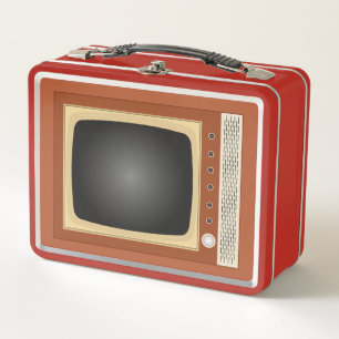 Novelty Retro Television Effect Metal Lunch Box