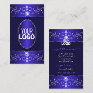Novelty Royal Blue Ornate Ornaments with Logo Chic Business Card