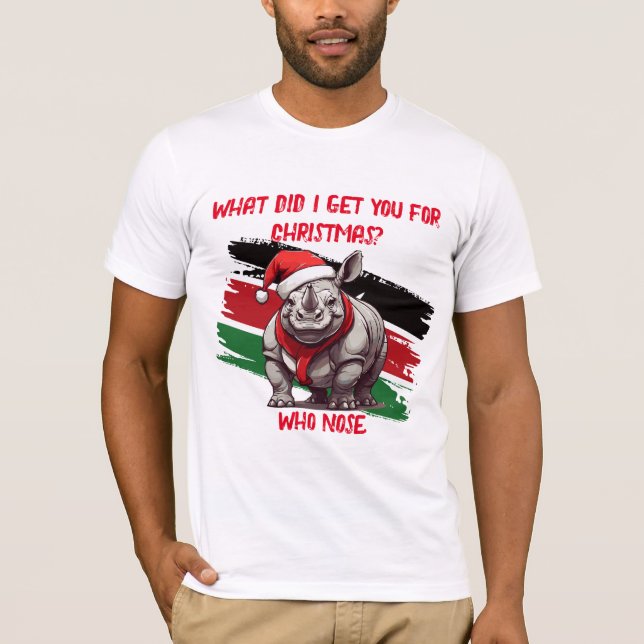 Novelty T-shirt Christmas Rhino (Front)
