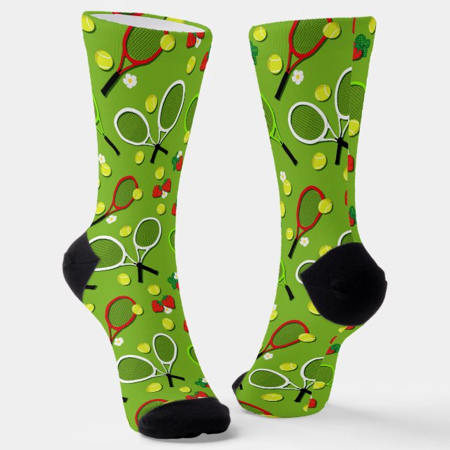 Novelty Tennis Themed Sports Patterned Socks (Angled)