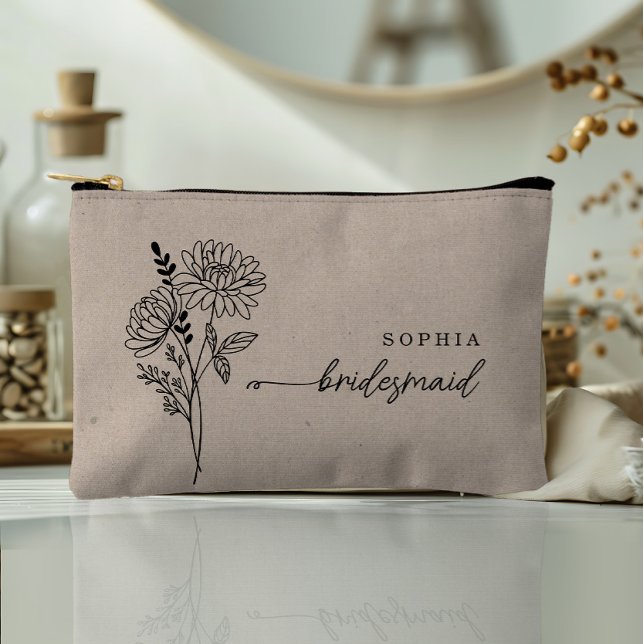 Novembe Birth Month Flower Personalised Bridesmaid Accessory Pouch (Creator Uploaded)