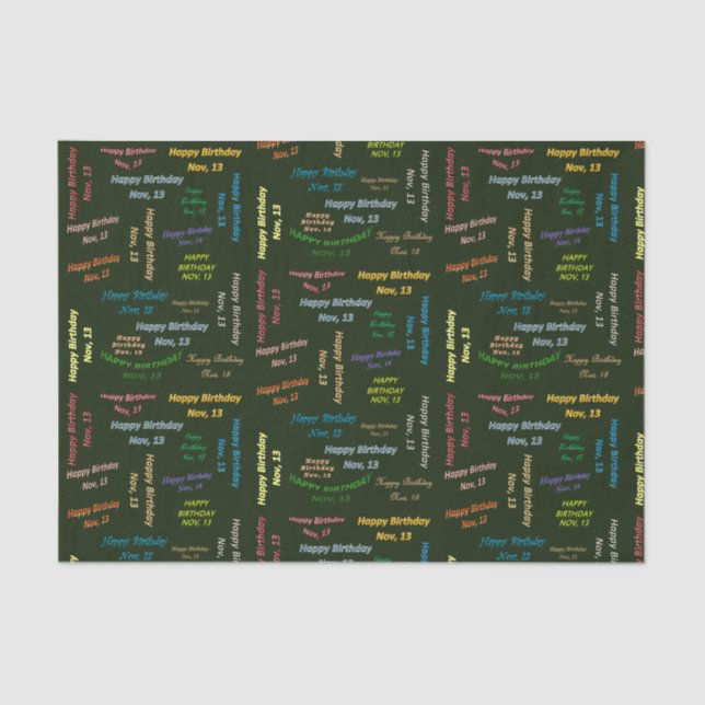 November, 13 Birthday Tissue Paper (Front)