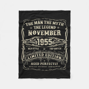 November 1955 70th Birthday For Men 70 Year Old Bd Fleece Blanket
