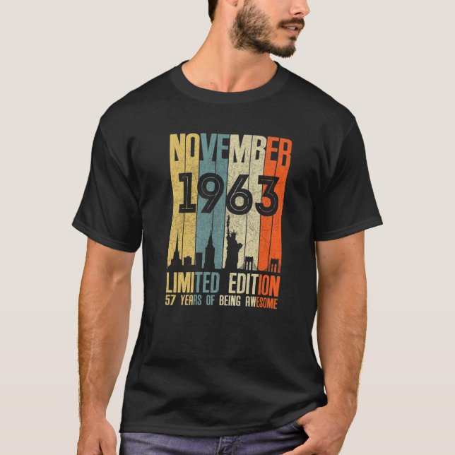 November 1963 T 57 Year Old 1963 Birthday Gift T-Shirt (Front)